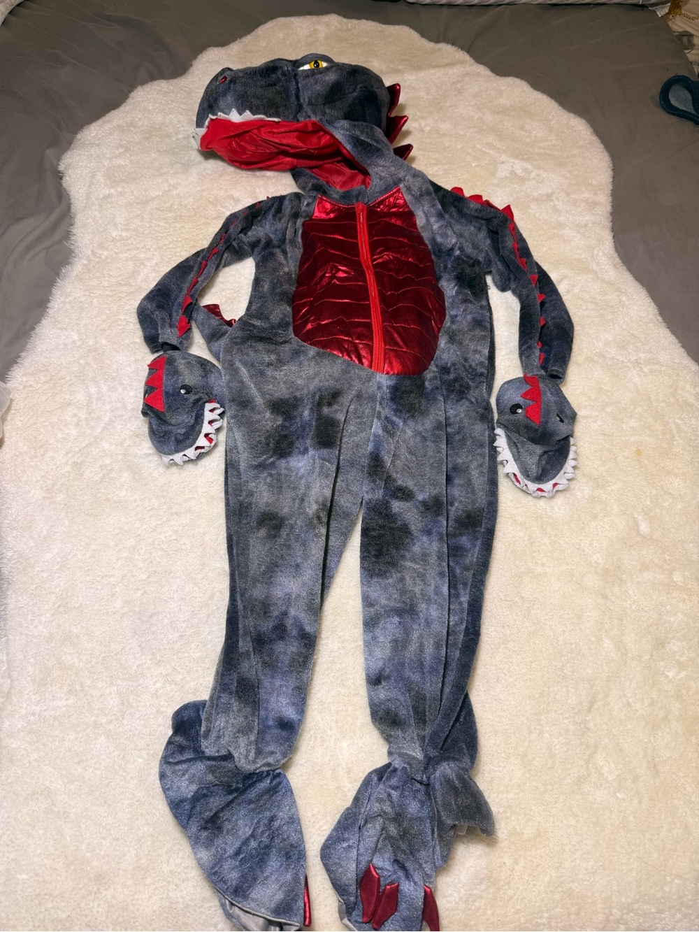 Ministry of Rascals Dragon Dinosaur Costume Gray Red Plush Halloween size 5T